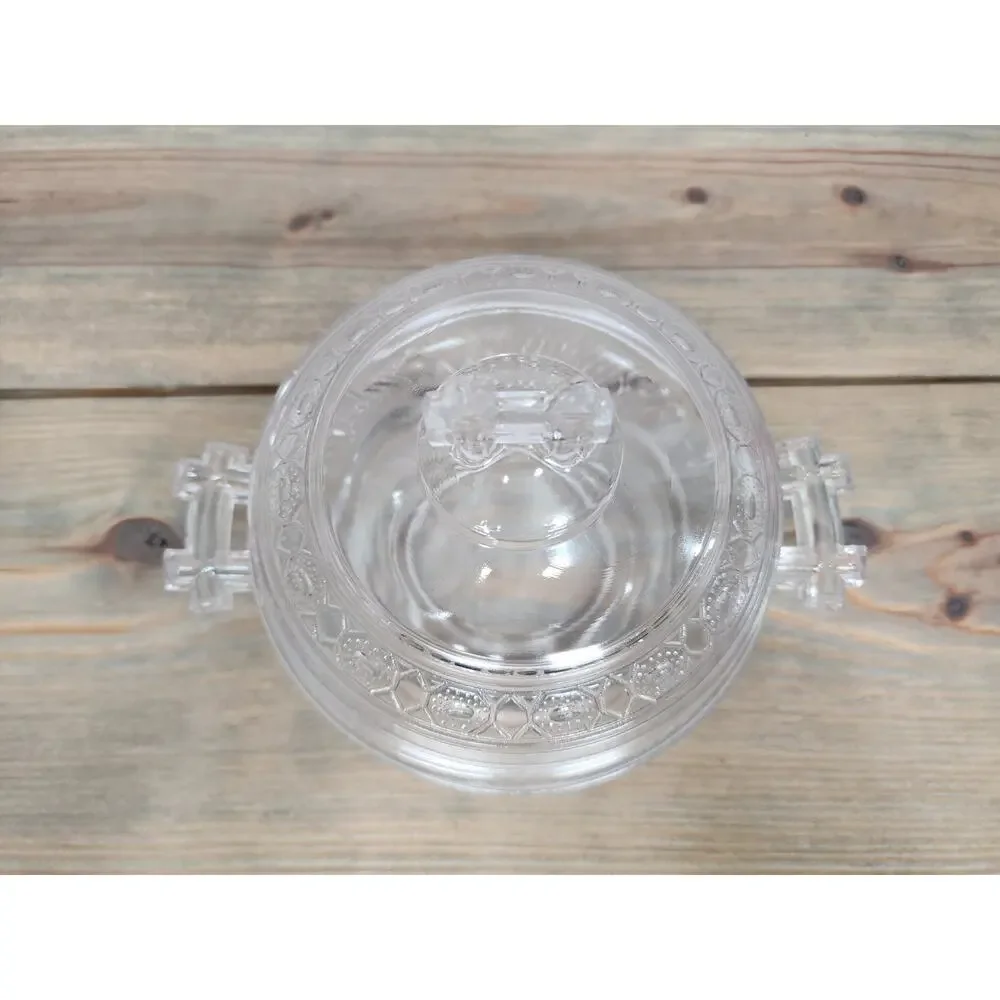 Vintage 1880s Doyle & Co EAPG Pressed Glass Two Band Butter Cheese Dish Jar Lid